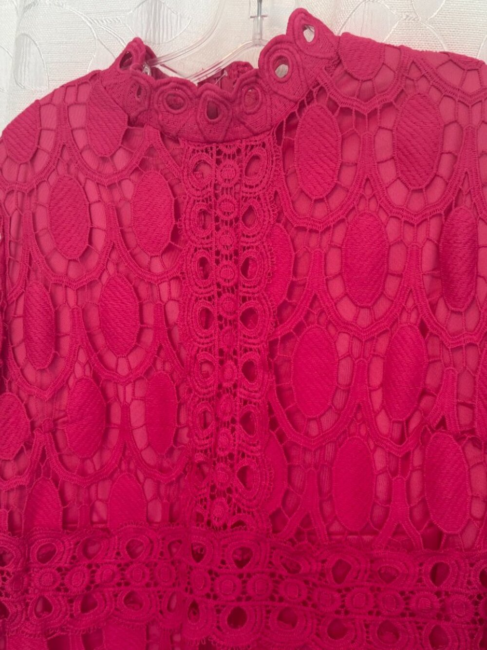 Pink Lace Midi Dress Size M-L - Picture 4 of 9